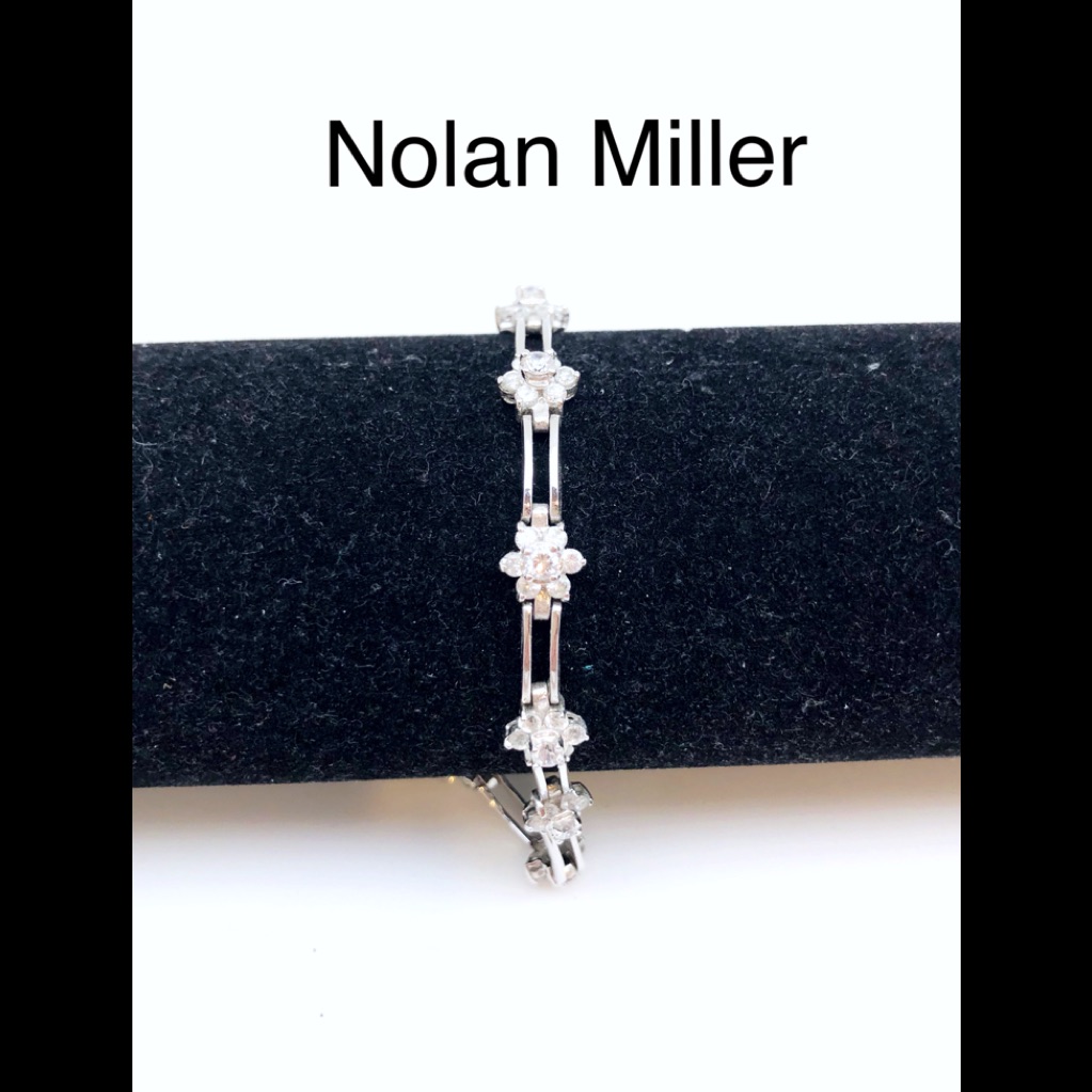 Nolan Miller Silver “Diamond” Flower Bracelet Euc